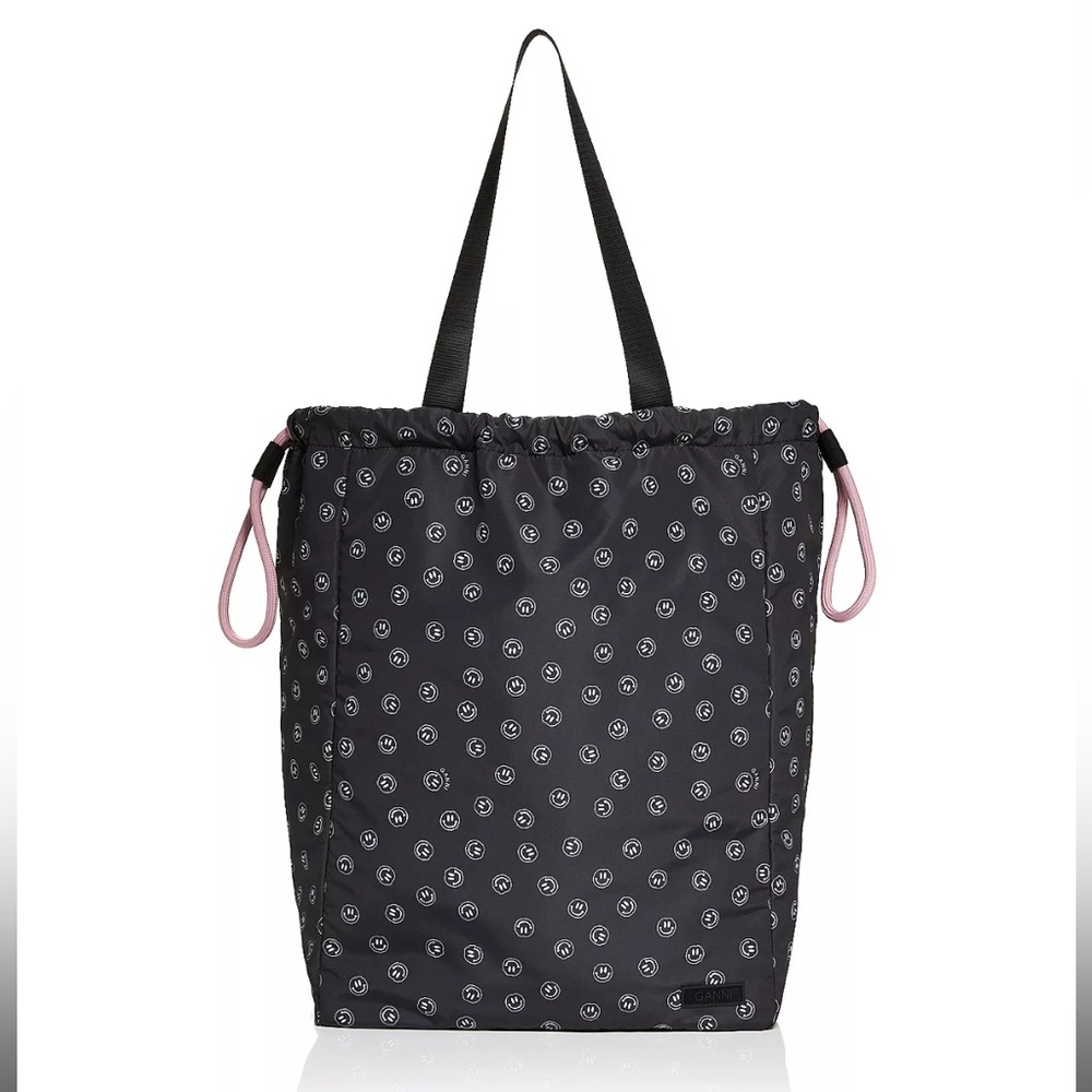 GANNI Smiley Face Drawstring Tote Bag